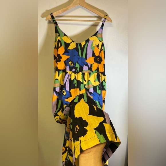 Roxy Waiting Line Bold Colors Midi Floral Boho Surfer Style Minimalist Dress - Picture 7 of 10